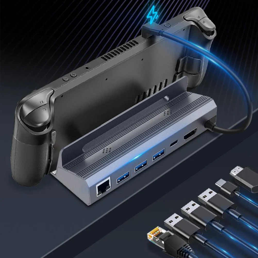 스팀 데크 ROG 앨리 노트북용 충전 도킹 스테이션, 닌텐도 스위치 콘솔용 USB 3.1 허브, 4K HDMI 비디오 어댑터, 6 in 1