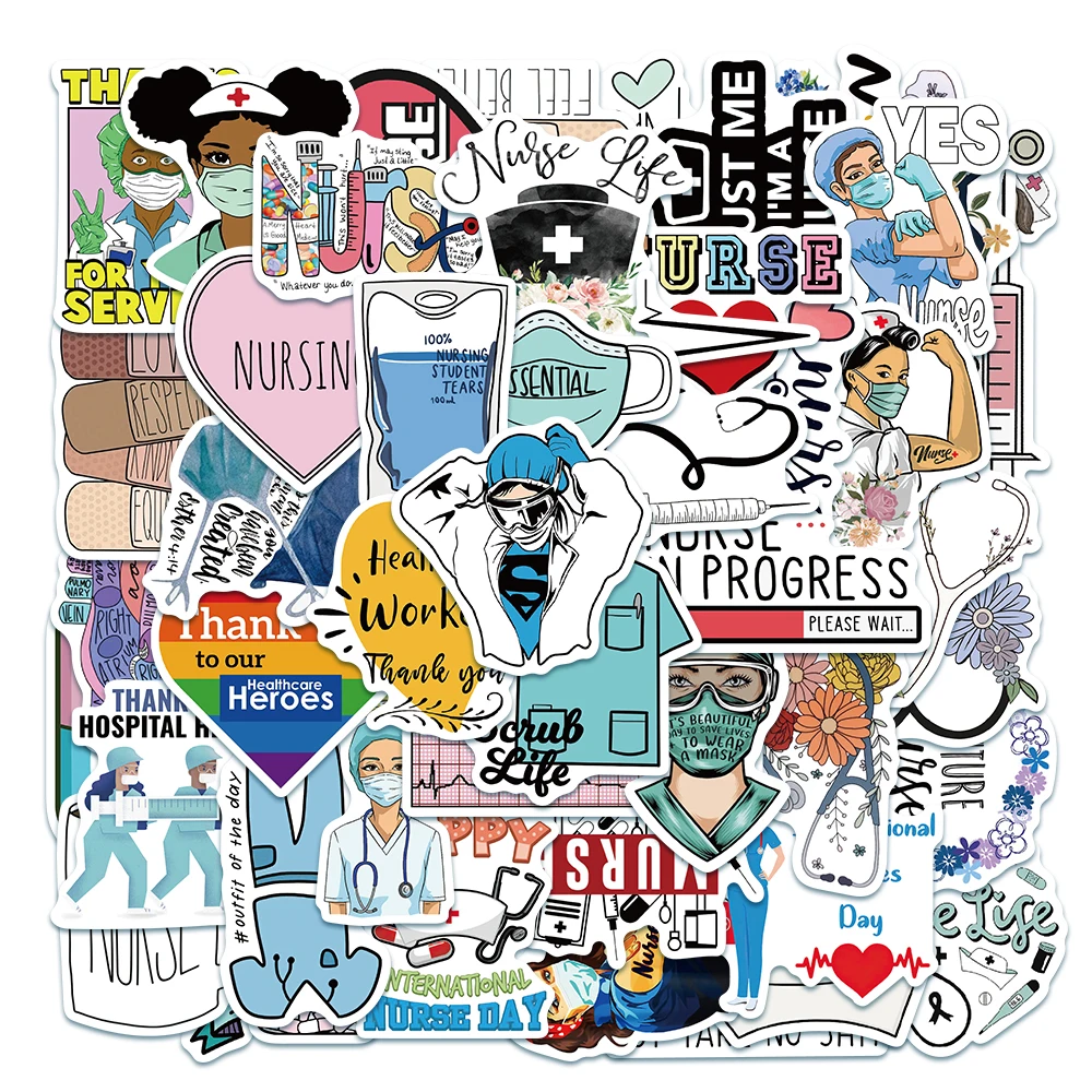 

10/50Pcs Doctor Nurse Supplies White Angel Stickers Skateboard Notebook Guitar Helmet Luggage Laptop Graffiti Decals Waterproof
