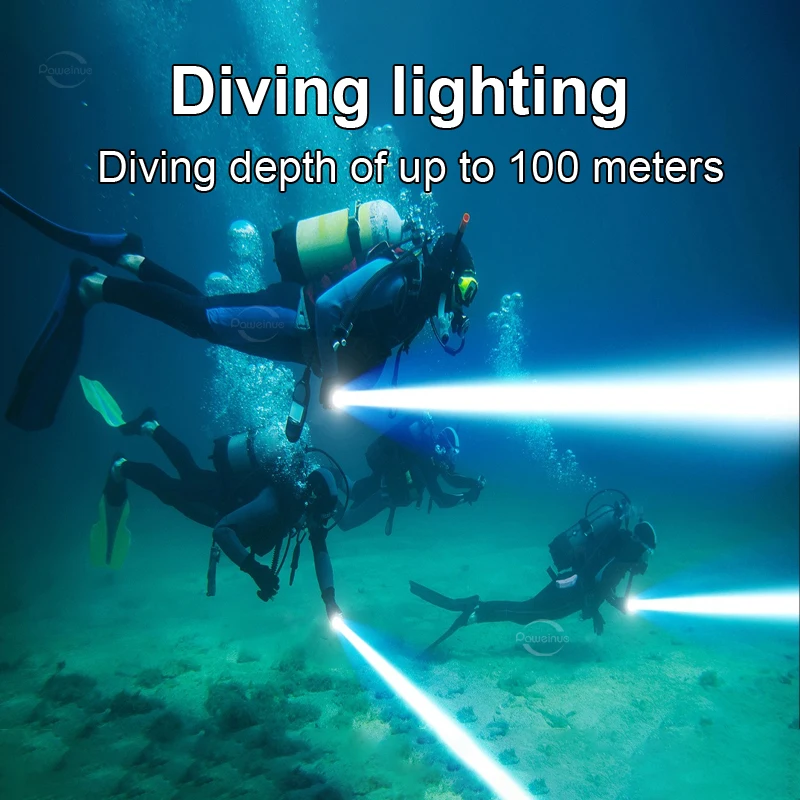 15000mAH Diving Flashlight 3*XHP70 LED Professional Scuba Lantern IPX8 Underwater 100M Hunting Torch