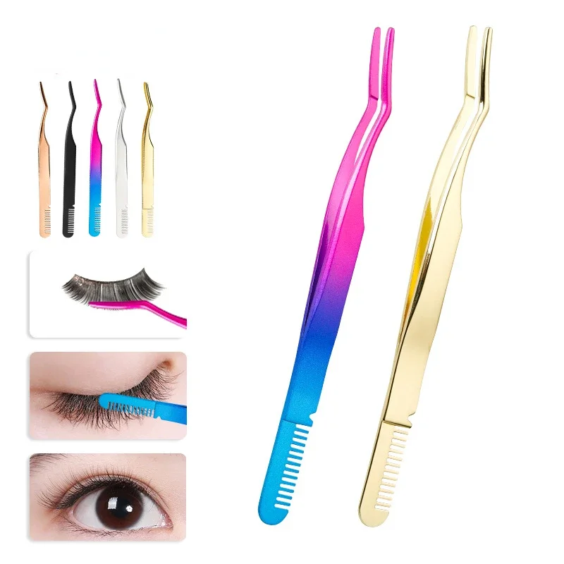 

Colorful Steel Eyebrow Eyelash Extension Tweezers Lash Tweezer Eyelash Tweezers Lash Applicator Extension Supplies Make Up Tools