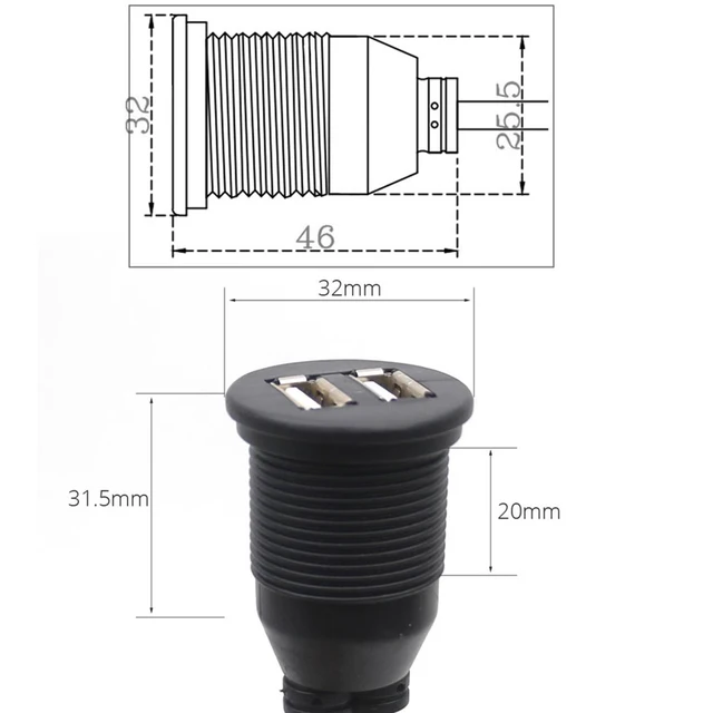 4pin/6pin Car Dual USB Socket Base Car Dashboard USB Socket For Most Cars Port Panel Interface Car Cables Adapters Sockets 3