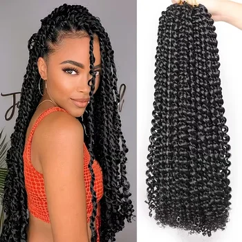18 Inch Passion Twist Braiding Hair Extensions Water Wave Bohemian Hair Braids Synthetic Braiding Hair Extensions for Women 1