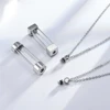 Fashion Glass Cremation Jewelry Urn Necklace for Ashes Stainless Steel Perfume Vial Openable Pendant with Filling Set 2