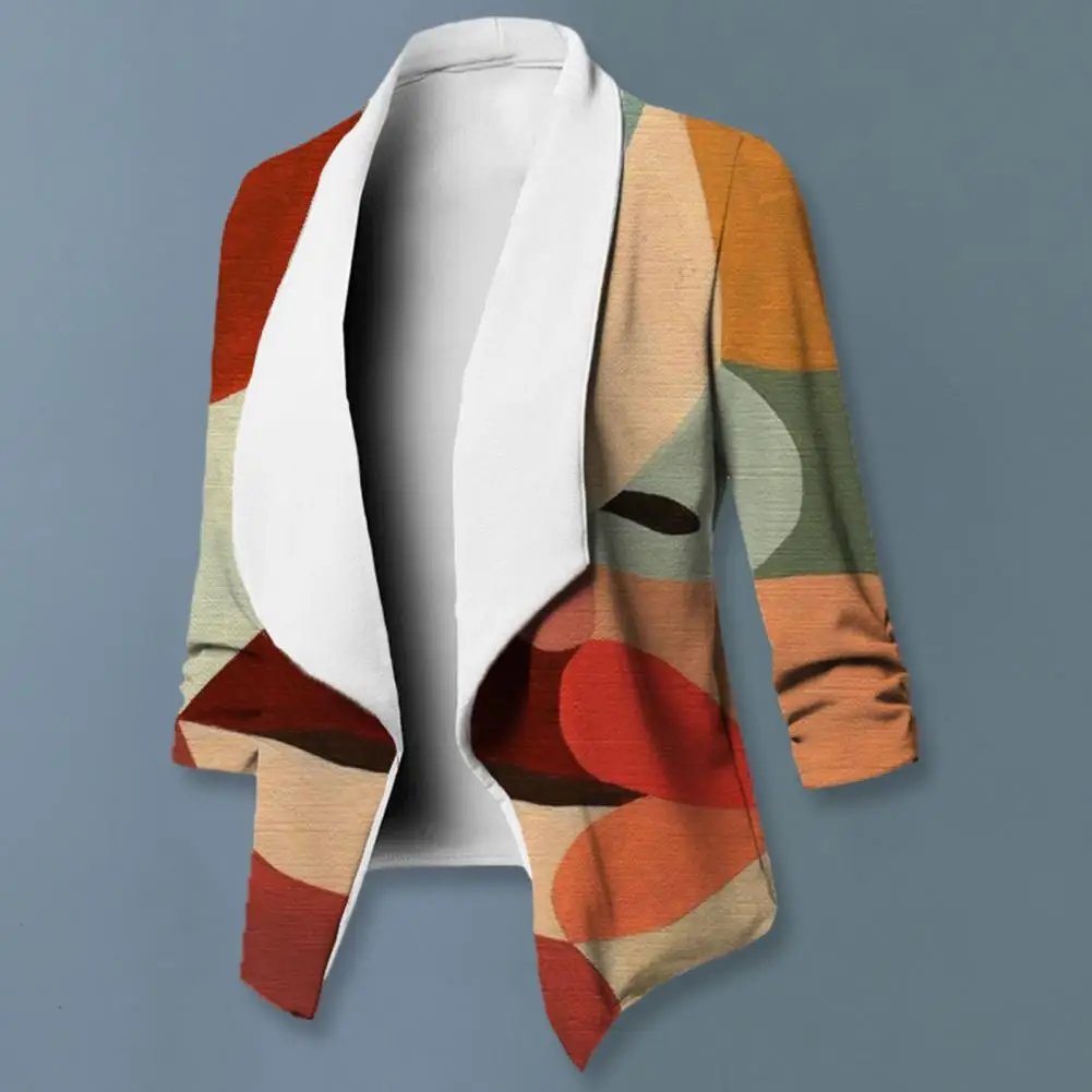 

Loose Coat Colorful 3d Print Women's Fall Winter Coat Thick Warm Loose Cardigan Jacket with Turn-down Collar for Lady Commute