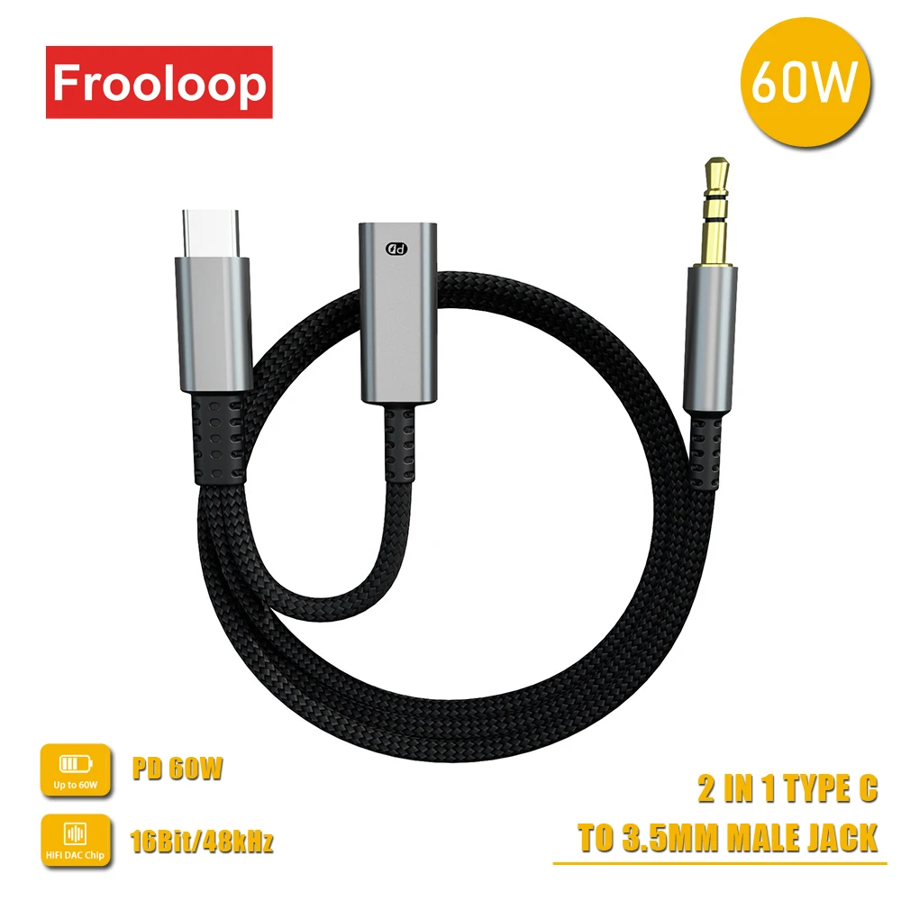 

USB C To 3.5mm Male Jack Adapter Samsung Audio Aux PD 60W Type-C 3 5 Headphone Cable Car Speaker Converter For Macbook iPad Pro