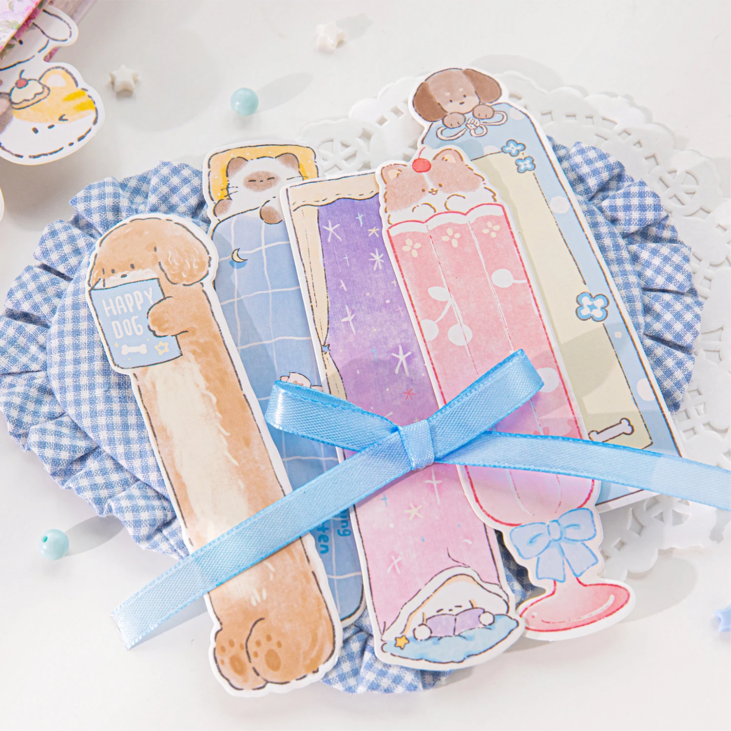 Animal Bookmark Bookmarks Stationery Supplies 30pcs/Set Cute Small Animal Bookmark Korean Kawaii Moe Kitty Puppy Shape Girl Sweet Style DIY Journal Decoration Message Card