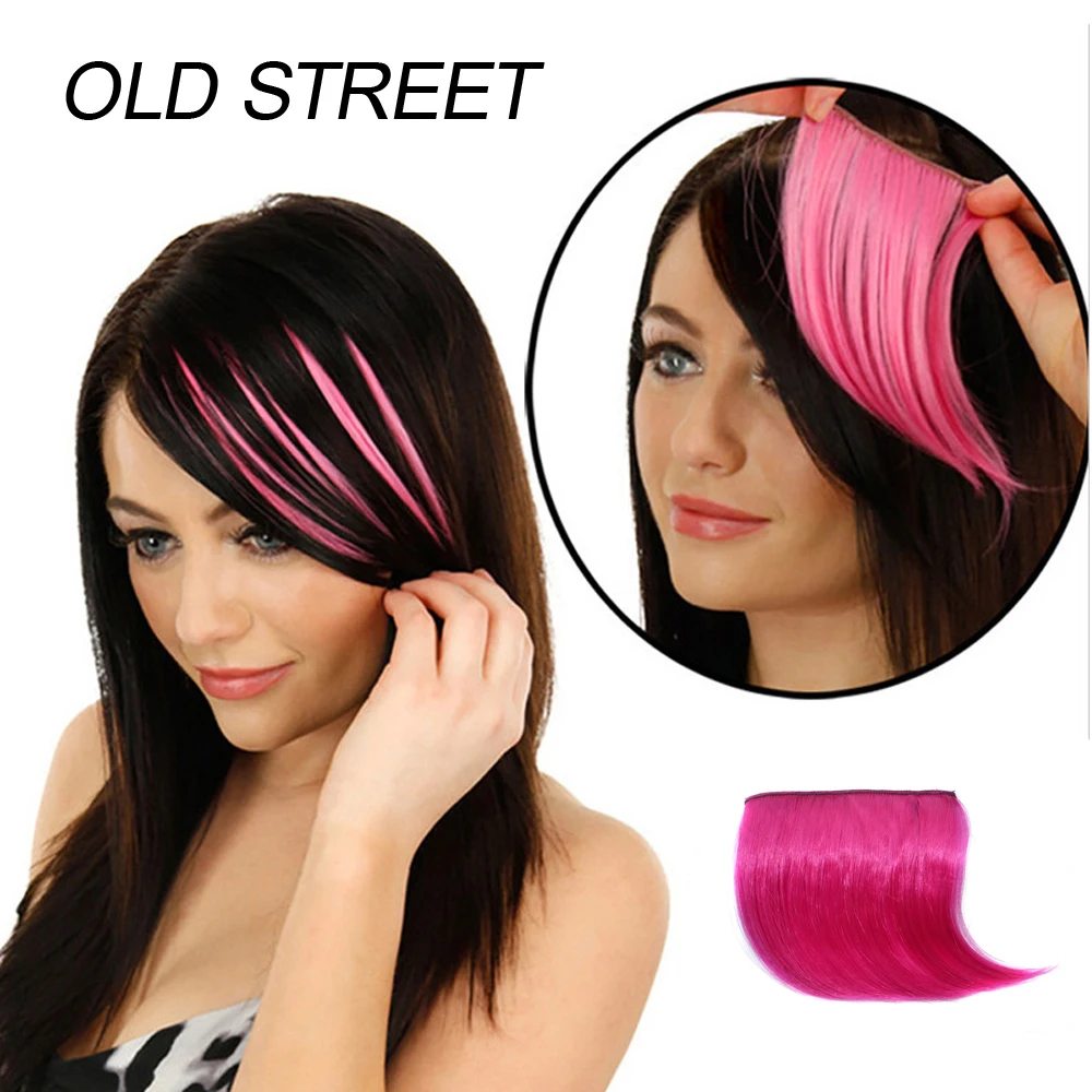 Colorful Synthetic Hair Pieces Clip In on Front High Temperature Fiber Hair Bangs Extensions Accessories for Women hair extensions