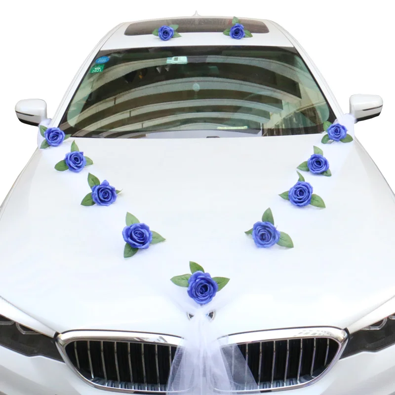 6 Fiori Decorativi Per Auto Da Matrimonio – Bianchi, Artificiali, Con Fiocchi, Per Maniglie E Specchietti