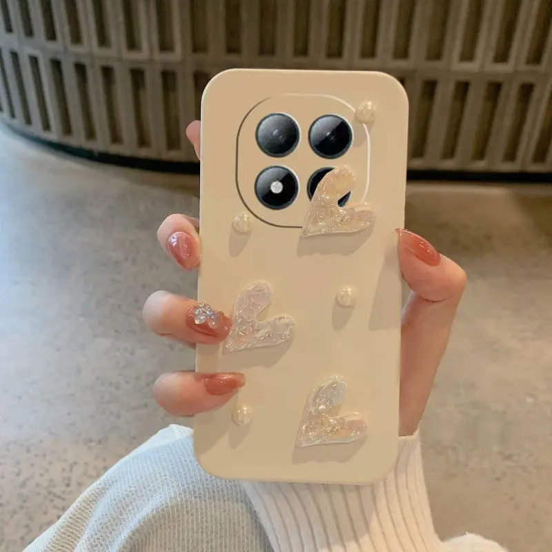 Laser Love Heart Pearls Soft Silicone TPU Phone Case