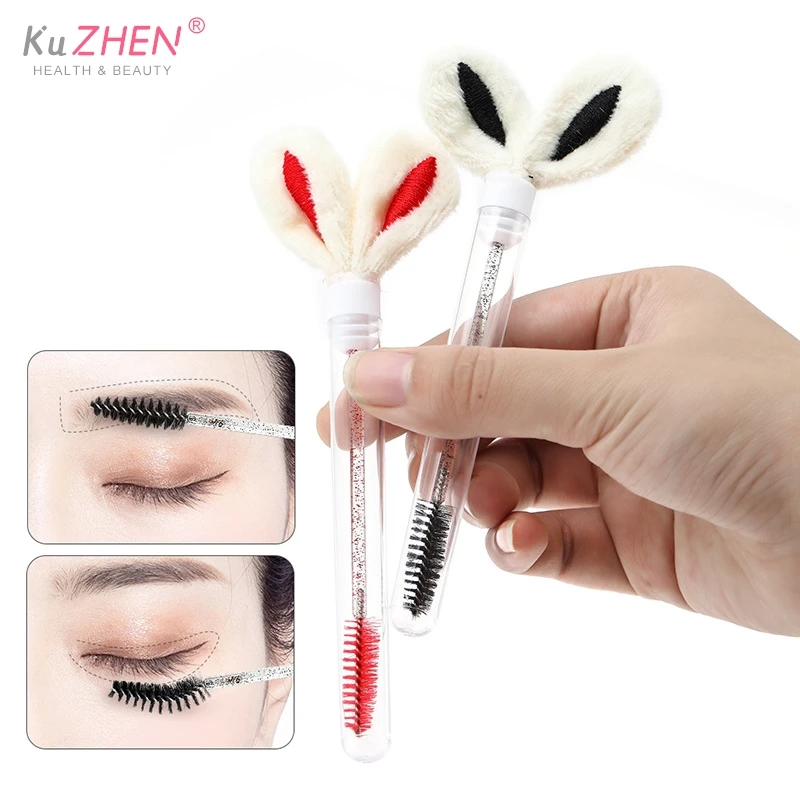 

1*Rabbit Ear Crystal Rod Eyelash Brush Reusable Eyelash Brush Tube Disposable Eyelash Stick Eyebrow Brush Replaceable Dust Proof