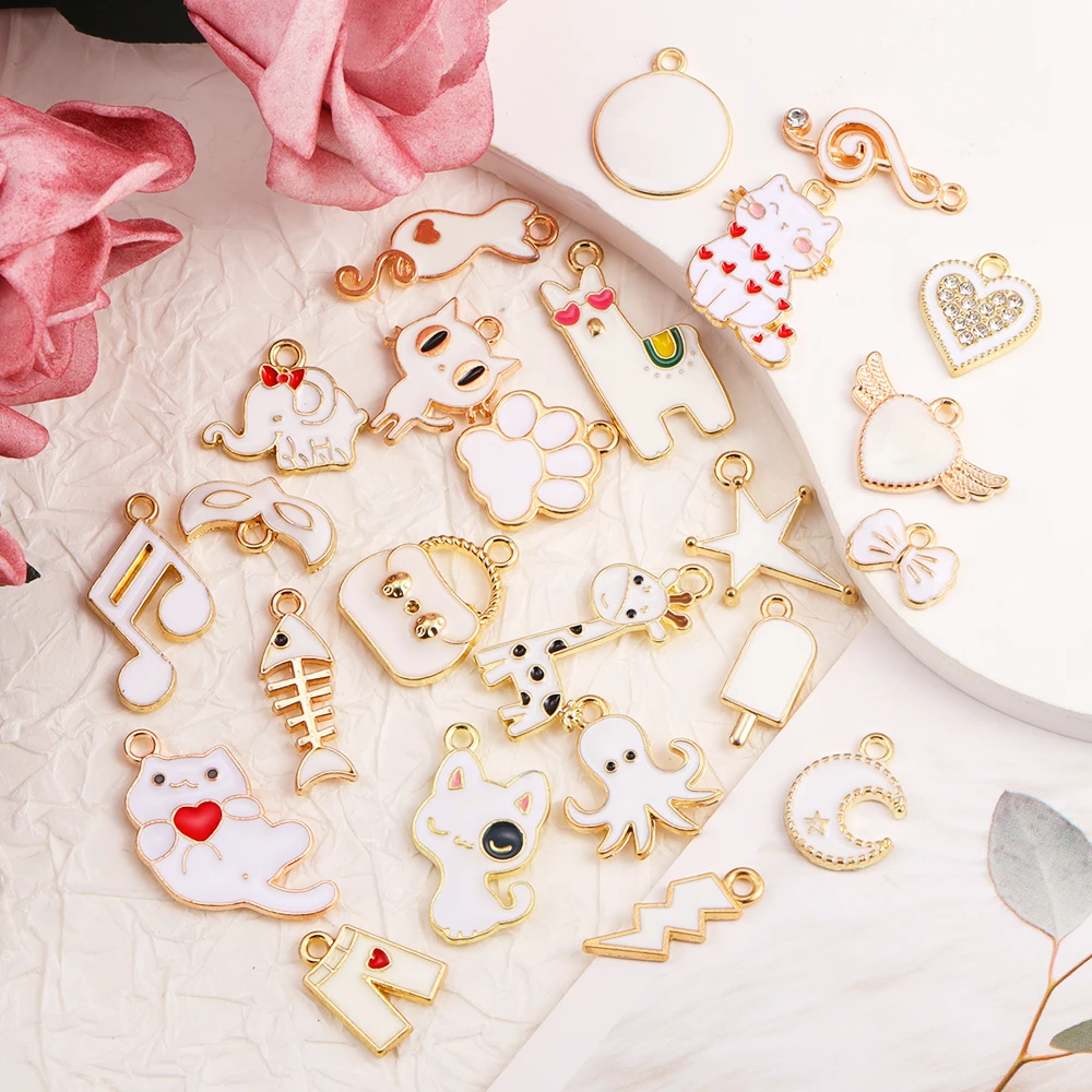 45Pcs Colorful Mixed Enamel Alpaca Kitten Animal Collection Charm Cute for DIY Handmade Necklace Earrings Found Accessories Gift