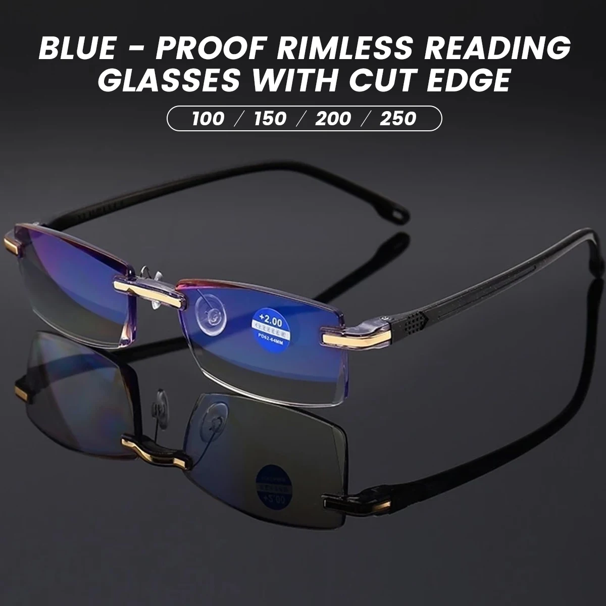 Reading Glasses Rimless Eyewear Blue Light Blocking Business