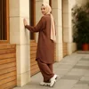 Spring Muslim Outfit Set Turkey Dubai Abaya Women Long Sleeve Shirt Casual Pants Suit Modest Islamic Clothing Ensembles Femme