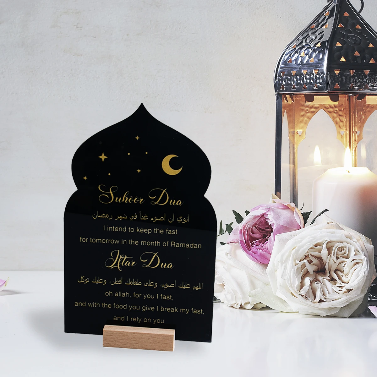 Transparent Acrylic Ramadan Mubarak Countdown Calendar Board Eid Mubarak Ornament 2024 Muslim Islamic Festival Party Decor Gift