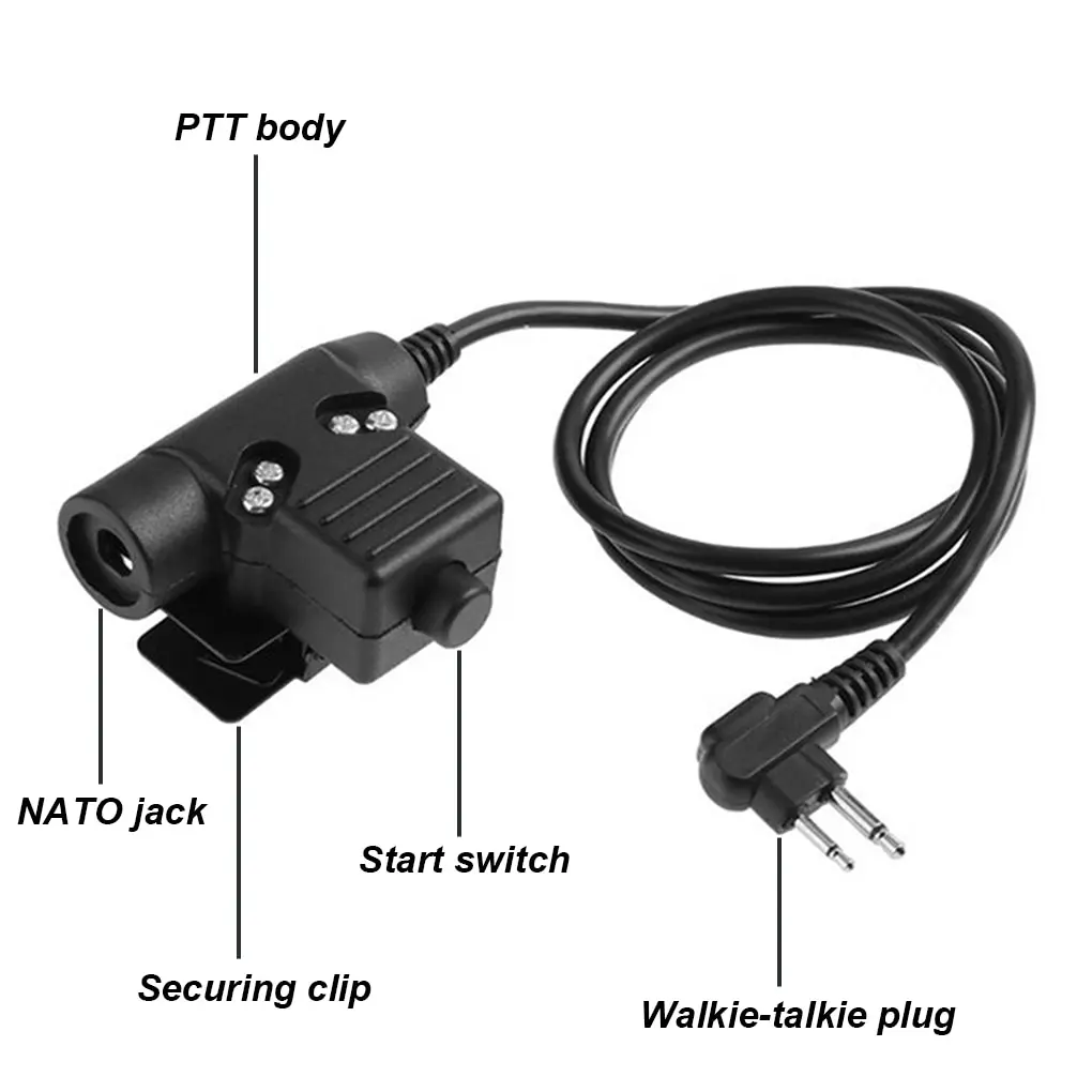 U94 PTT Cable Plug Military Adapter Z113 Standard Version Walkie Talkie Motorola Kenwood TYT F8 BAOFENG 5R Radio Hunting