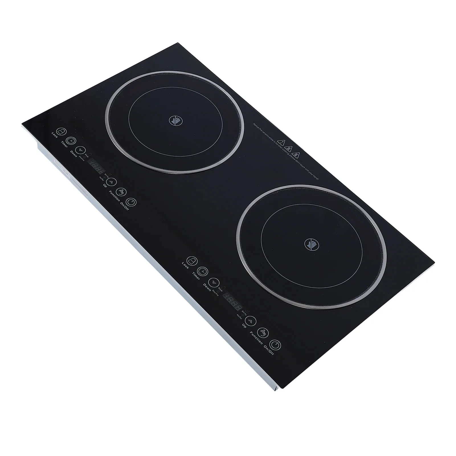 Electric Cooktop 2 Burner Ceramic Heating Countertop Built in Electric Stove Top with Touch Control Timer for Kitchen 2