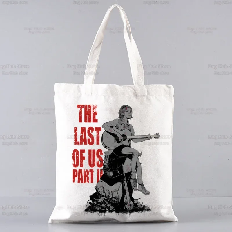 

The Last Of Us Joel Ellie Canvas Tote Bag Eco Shopping Large Capacity Shoulder Foldable Beach Shopper Bag