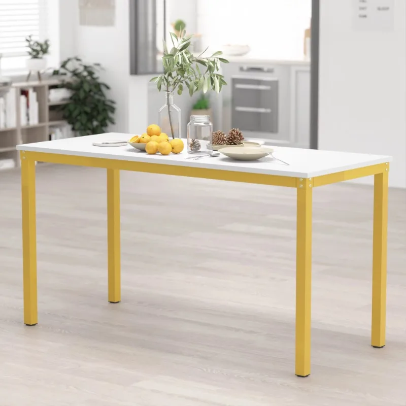 

39" Home Kitchen Dining Table with Gold Frame, White