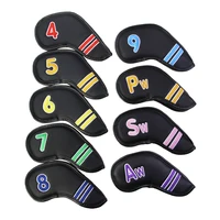 9Pcs Golf Head Covers for Iron Covers PU Leather (4 5 6 7 8 9 Pw Aw Sw ) Colorful Number Embroideried Waterproof Fit All Brands 2