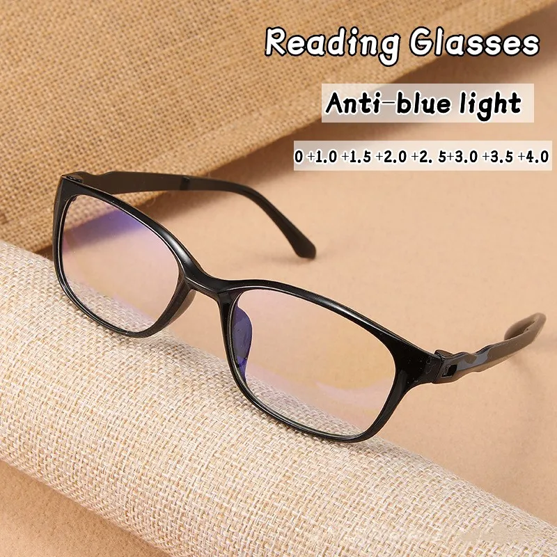 

High Quality TR90 Blue Light Blocking Reading Glasses Prescription Presbyopia Eyeglasses for Men Diopters Eyewear 0 +1.5 +4.0