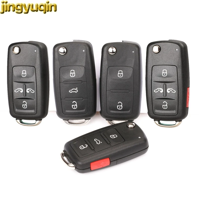 

Jingyuqin 10pcs Flip Remote Car Key Shell For VW Volkswagen Polo Golf MK6 Tiguan Touareg 202AD 202H 202Q 2/3/4/5 Button Fob Case