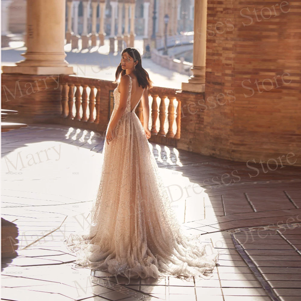 2024 Modern Exquisite A Line Women's Wedding Dresses New Square Neck Appliques Bride Gowns Sleeveless Robes De Mariée Customized 2
