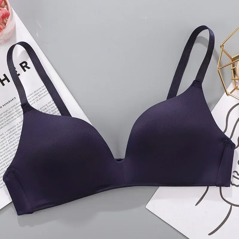 Women No Wire Push Up Seamless Bra Sexy Underwear Girls Students Breathable Thin 12 Colors Bras Female's Bra Breathable Gathered 2