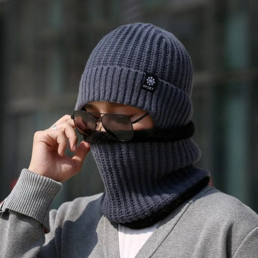 

Зимние шапки, вязаная шапка, мужской и женский плотный Флисовый Шарф, уличная шапка для верховой езды, теплый утепленный шарф, Шапка-бини