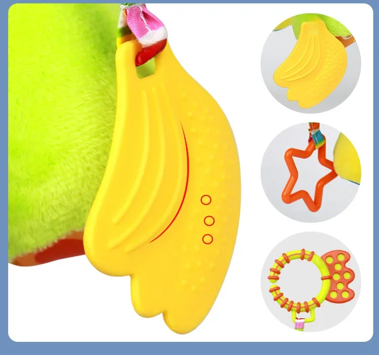 Baby Cartoon Animal Wind Chimes Teether Beads Bedside Hanging Toy Soft Plush Material