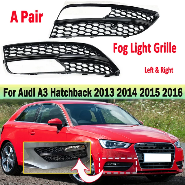 フォグランプグリル For A3 Sedan 2017 2018 2019 2020 1ペア 車用 フロントバンパー 下部 フォグラ 用 A3 8V  Sライン 2016 2017 2018 2019 2020 フロントバンパー フォグランプ カバー グリル 交換用( 2X 車の フロントバンパーフォグ ライトグリルグリルアウディ A3 8V 車のフォグランプグリル A3 と互換性のあるセダン 2017-2020 用フォグランプカバー フロント下部バンパーカバー フォグラン