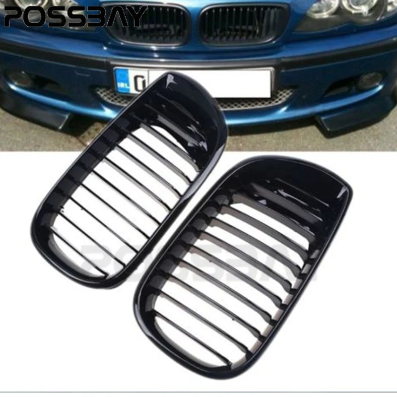 

POSSBAY Automobiles Car Gloss Black Front Kidney Grille Grills For BMW 3-Series E46 Touring 2001-2006 Facelift Grille Mesh