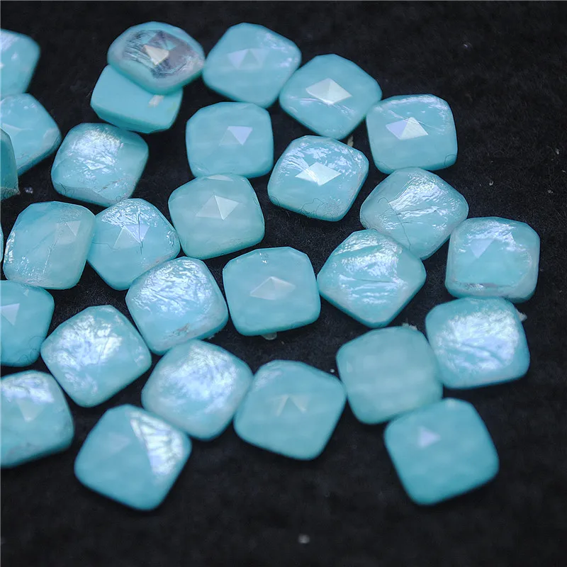7 шт граненое стекло + голубой бирюзовый камень Кабошоны более формы 10х10мм ваш