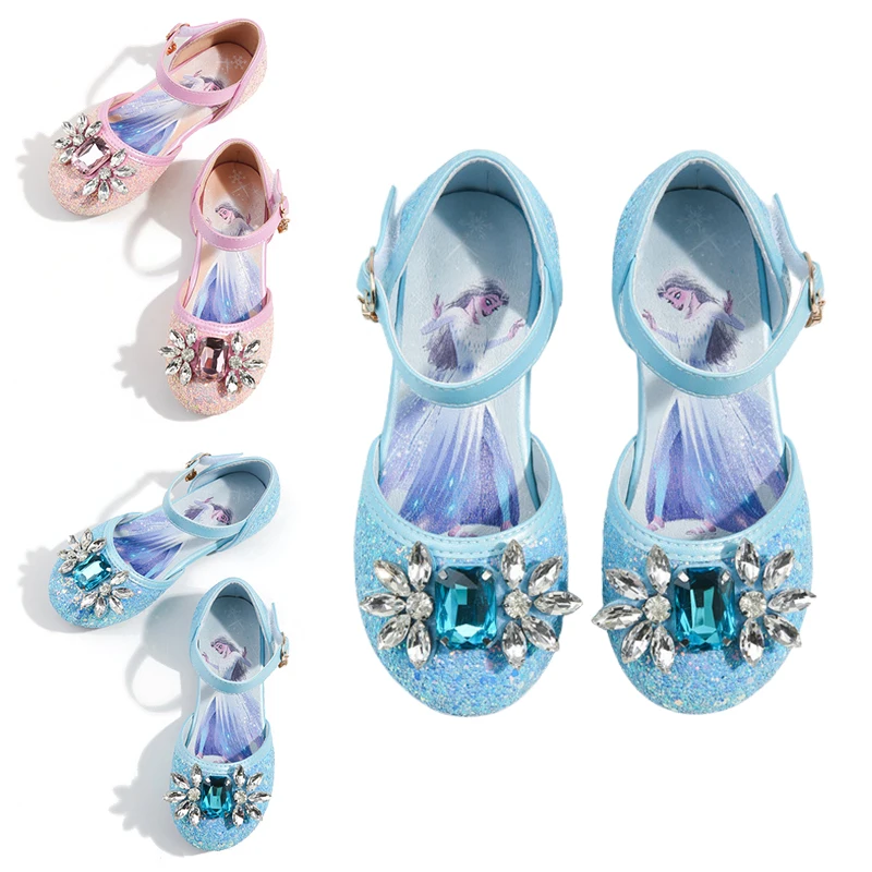 

Fantasia Girl Frozen Elsa Princess Dress Up Elegant Shoes for Kids Disney Fairy Birthday Party Mary Jane Shining Crystal Sandals