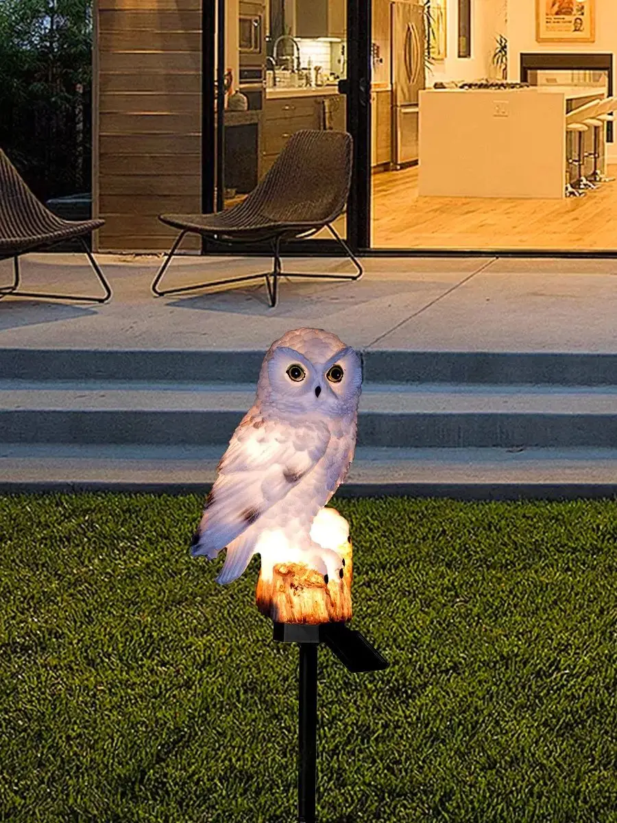 1 قطعة مصباح يعمل بالطاقة الشمسية ، البومة والببغاء الحيوان أضواء الحديقة الشمسية في الهواء الطلق حديقة الديكور مصباح أضواء الشمسية مقاوم للماء