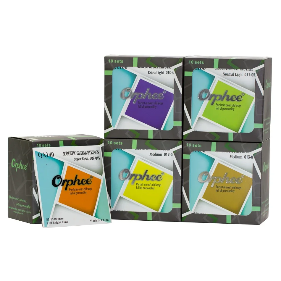 Orphee QA Series Medium Super Light Extra Light Acoustic Guitar Strings 85/15 Bronze Color End-Ball acoustic guitar strings
