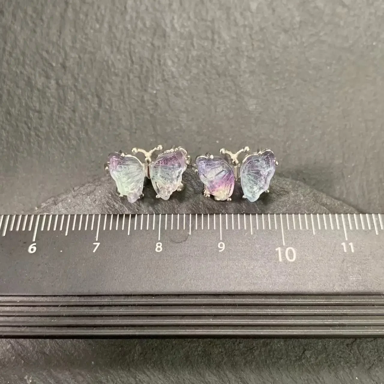 Butterfly Natural Fluorite 925 Sterling Silver Stud Earrings for women Jewelry Gift Prevent allergy gem jewelry Genuine stone