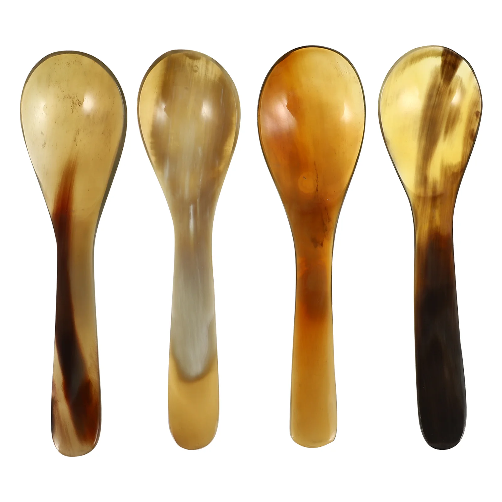 

4 Pcs Horn Coffee Spoon Stirring Scoop Soup Ox Plastic Cutlery Ice Cream Spoons