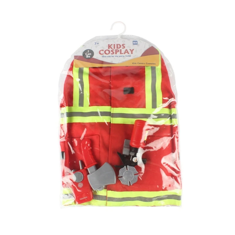 

6pcs Washable Kids Fireman Costume Toy Firefighter Accessories Cosplay