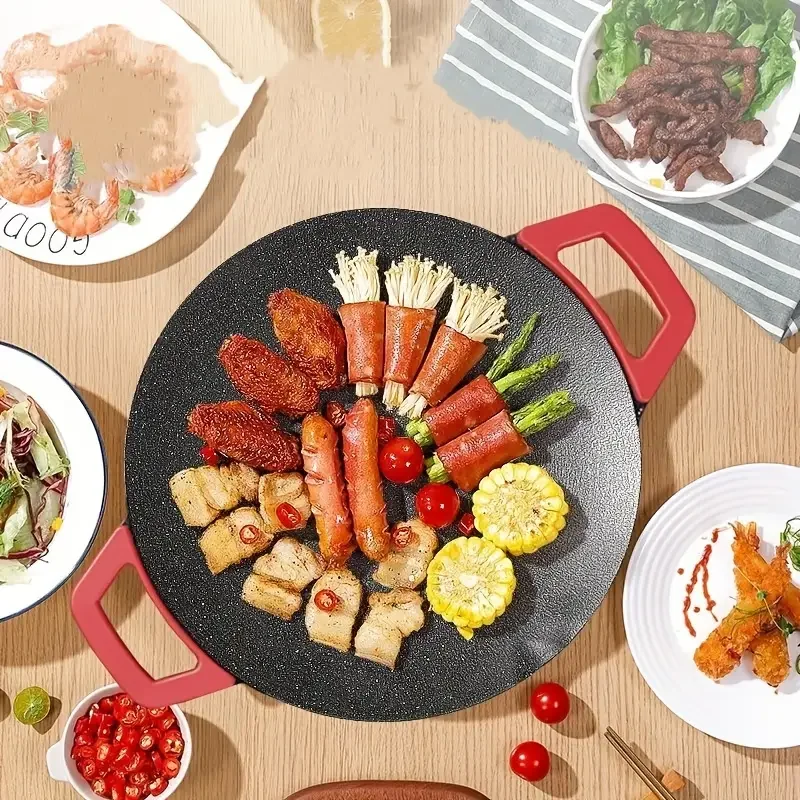 Electric Barbecue Pan for Household Use, Low Smoke and Non Stick Multifunctional Baking Tray for Grilling and Stir Frying Meat 2
