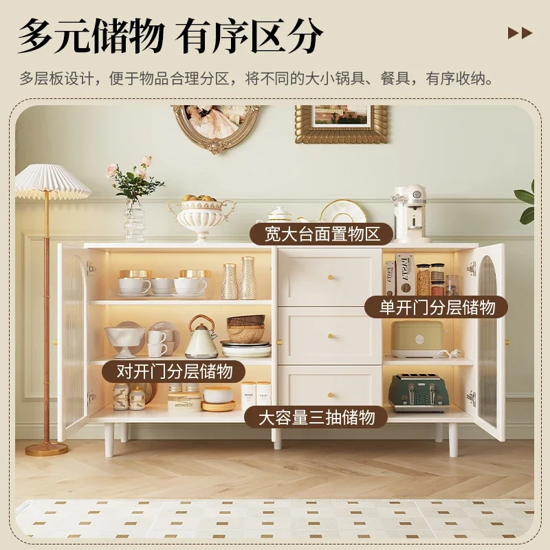 France Solid Wood Sideboard Cabinet Modern Simple Rattan Weaving et Display Cabinet Kitchen Furniture Muebles De Cocina FYSC