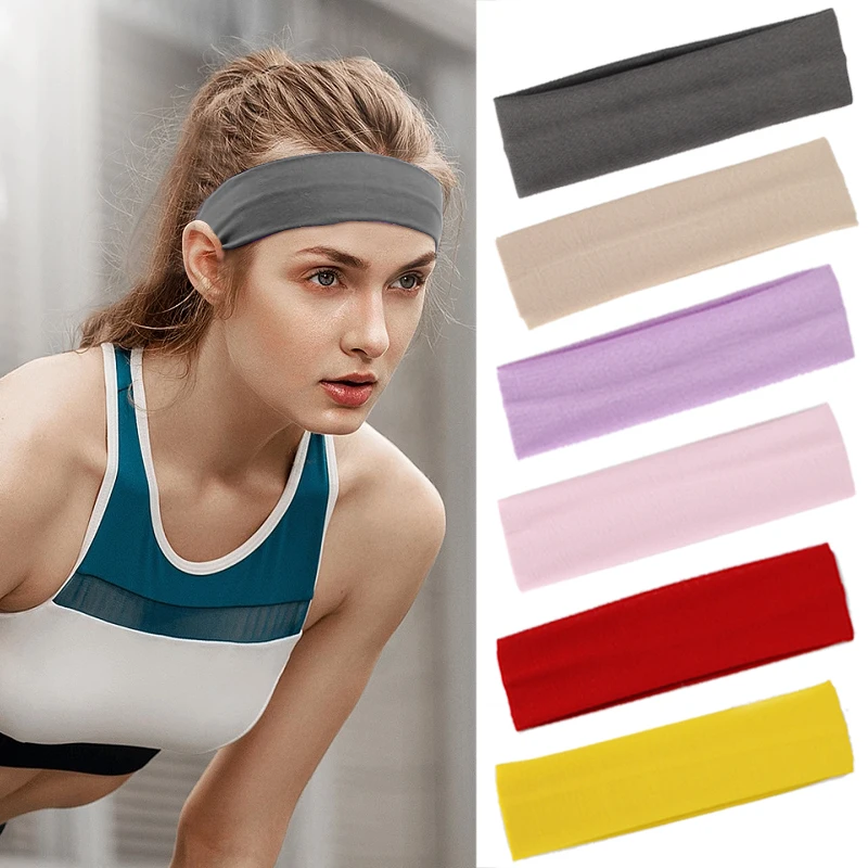 Monocromático Elástico Yoga Headbands para Mulheres, Turbante