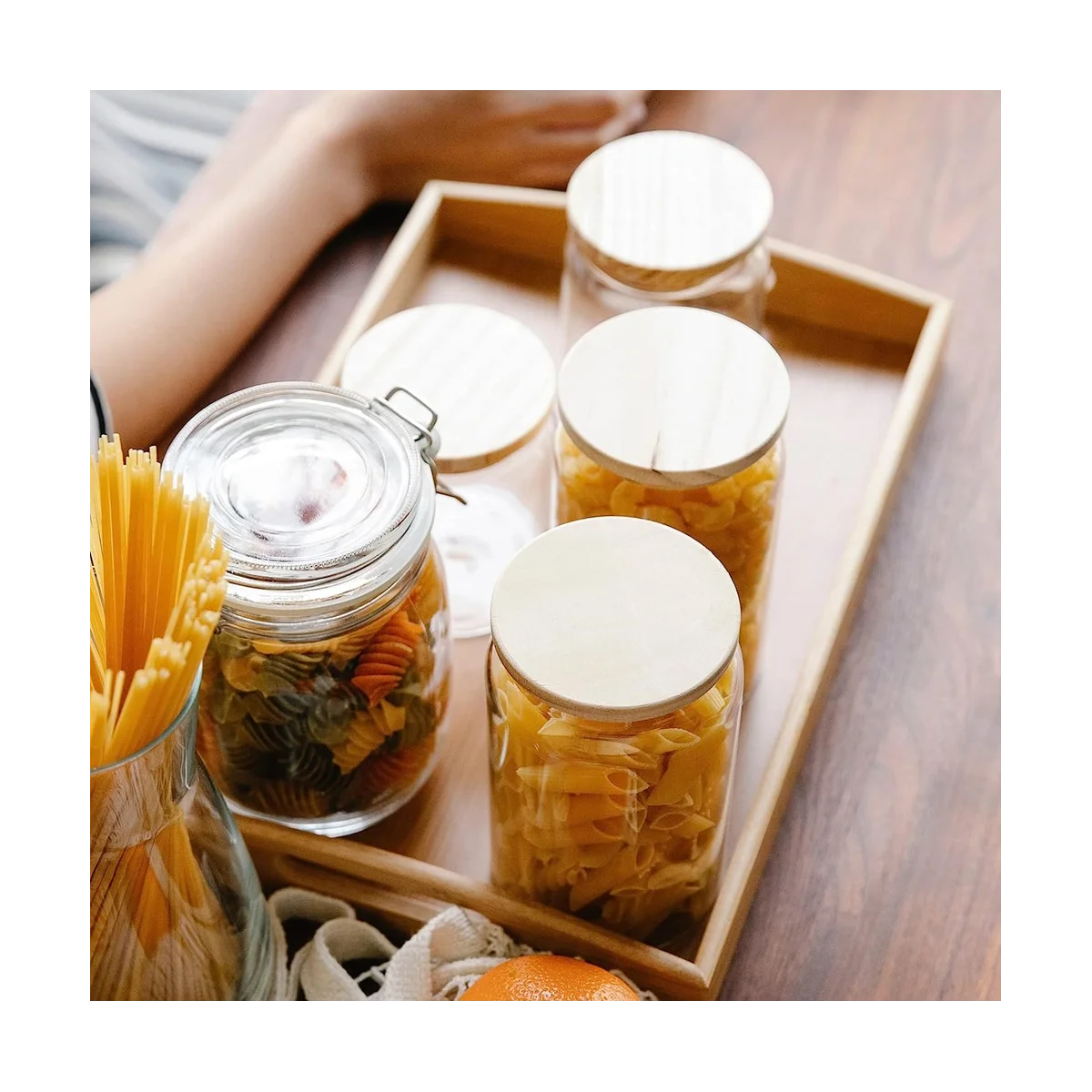 Wooden Jar Lids, 8 Pcs Bamboo Wooden Storage Lids Regular Mouth, Reusable Ball Lids for Jars 70Mm