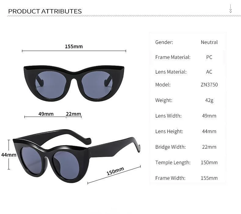 Cat Eye Sunglasses For Women Retro Fashion Glasses Sun Protection_voghion.com