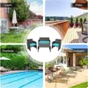 4 Pieces Wicker Patio Furniture Set, Outdoor PE Rattan Conversation Set with Chairs,Loveseat, Coffee Table,Cushions for Poolside 6