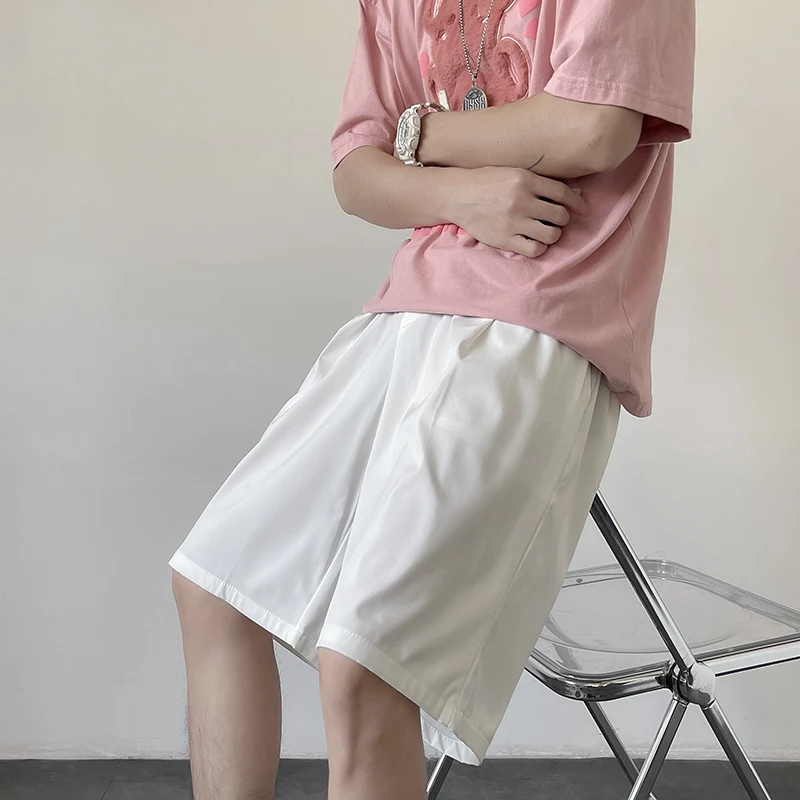 MenThin Quick Dry Loose Shorts Knee Length Straight Plain Yamamoto Style Short Pant Walking Dance Ulzzang Ins Hip Hop Shorts