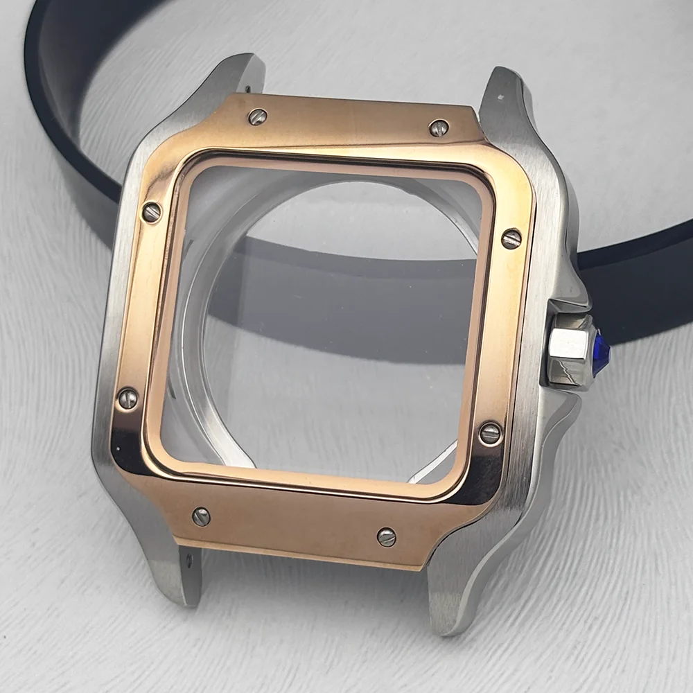 Silver Gold 316L Stainless Steel Square Watch Case for Santos Mod Accessories
