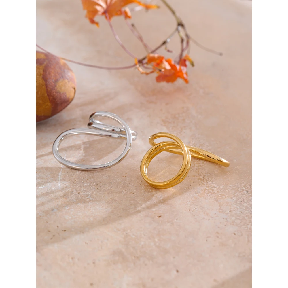 Yhpup Jewelry Size 7 Geometric Finger Ring Attractive Stainless Steel
