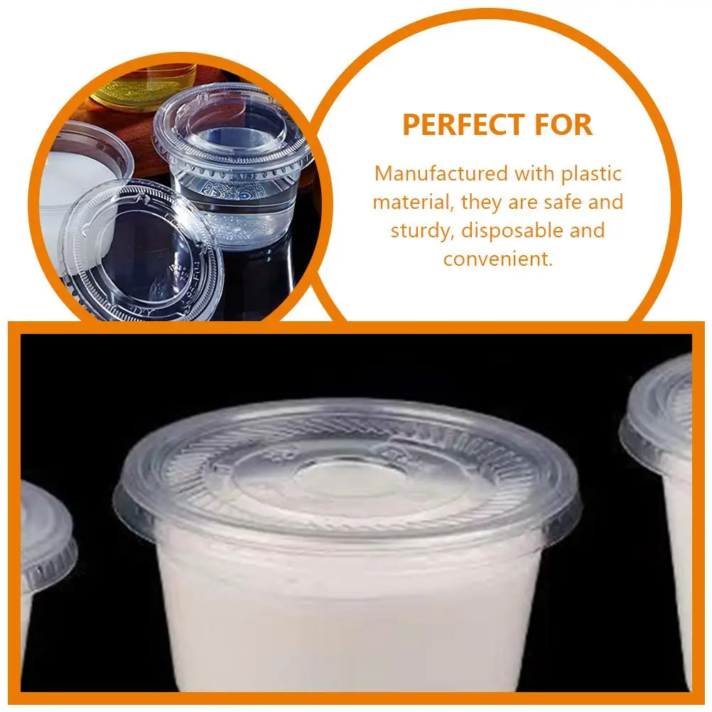 50 Pcs Disposable Pudding Cup Package Bowl Dessert Ice Cream Plastic Bowls Cake with Lid Container Cups