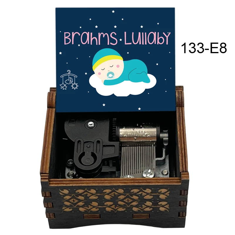 Brahms Lullaby Music Box Boys Girls Sleeping Melody Wind UP Silver Movement Birthday Cute Gifts 3