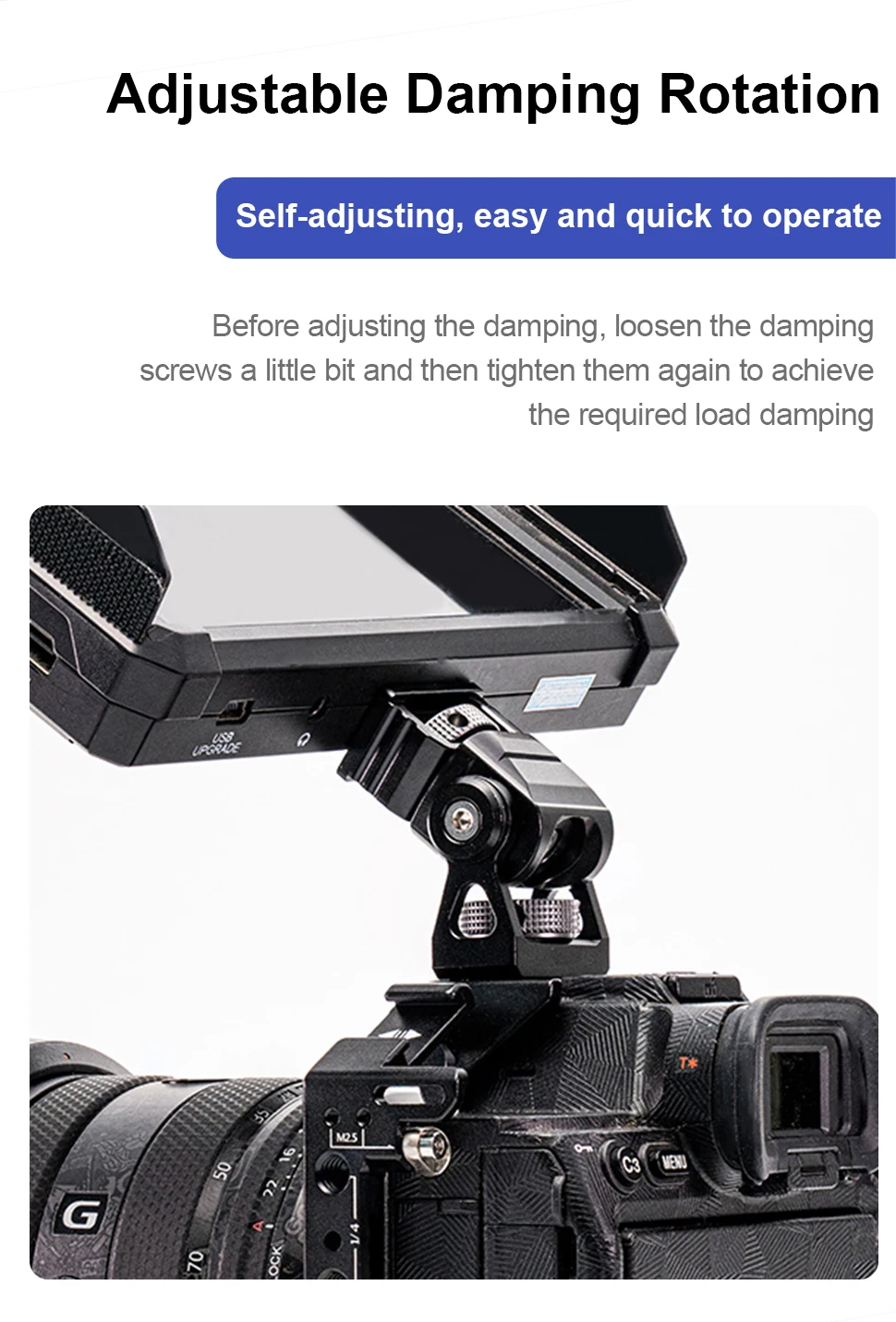 Mini Monitor Mount Holder Tripod Monopod Bracket Swivel and Tilt Adjustable for